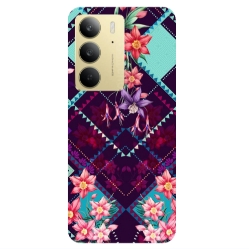 Realme C 75 Checkered flowers Transparent Silicone TPU Θήκη
