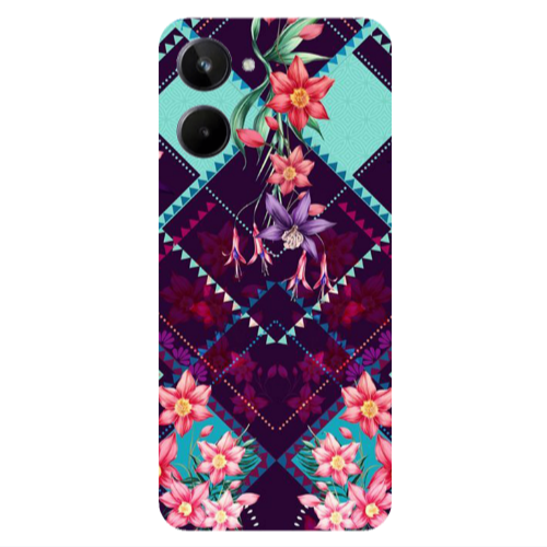 Realme 10 Checkered flowers Transparent Silicone TPU Θήκη