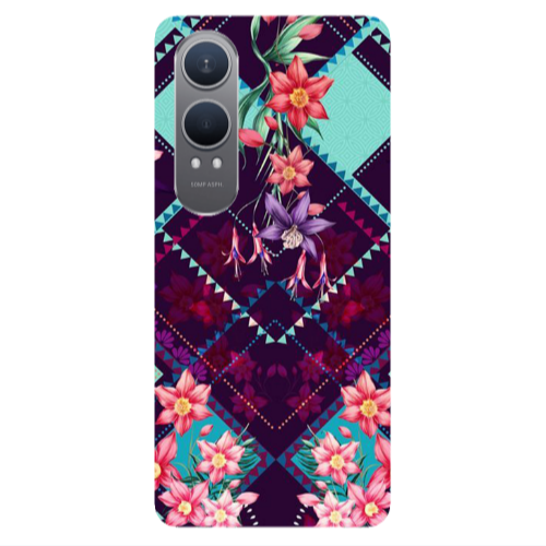 Oneplus Nord Ce 4 lite Checkered flowers Transparent Silicone TPU Θήκη
