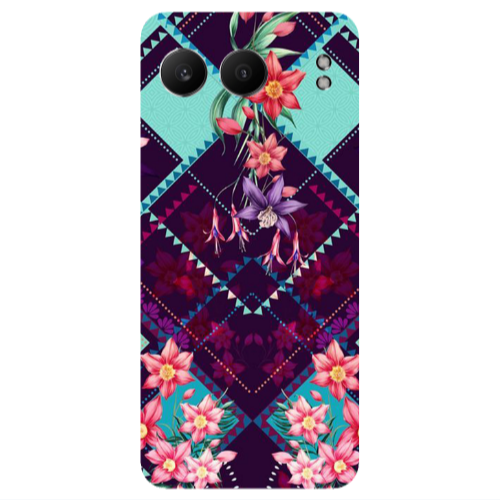 Oneplus Nord 4 Checkered flowers Transparent Silicone TPU Θήκη