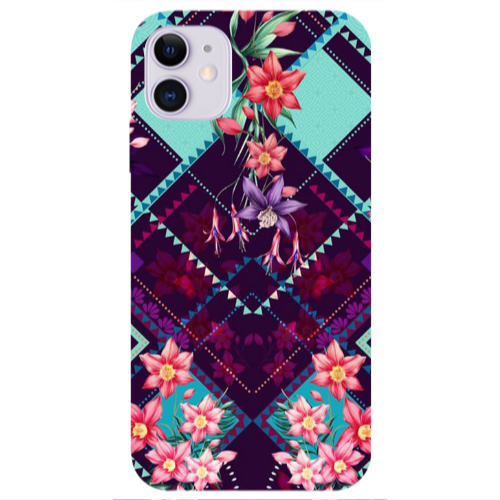 Apple iPhone 11  Checkered flowers Transparent Silicone TPU Θήκη