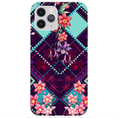 Apple iPhone 11 Pro Checkered flowers Transparent Silicone TPU Θήκη
