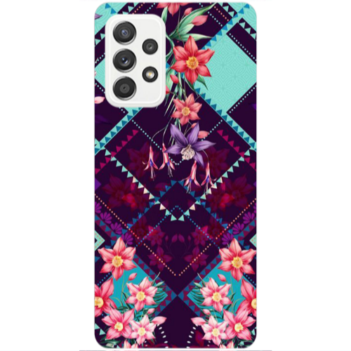 Samsung A52 Checkered flowers Transparent Silicone TPU Θήκη