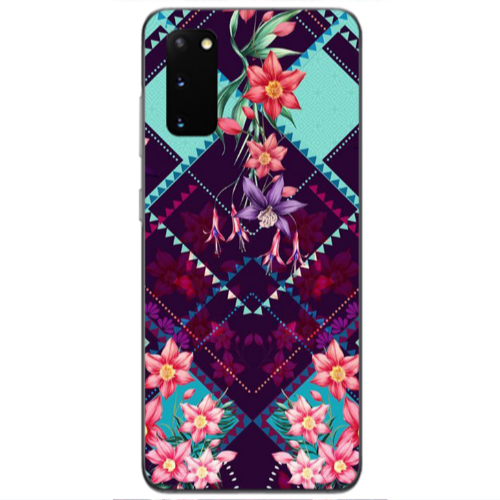 Samsung S20 Checkered flowers Transparent Silicone TPU Θήκη