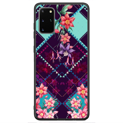 Samsung S20 Checkered flowers Black Glossy Θήκη