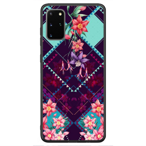 Samsung S20 FE Checkered flowers Black Glossy Θήκη