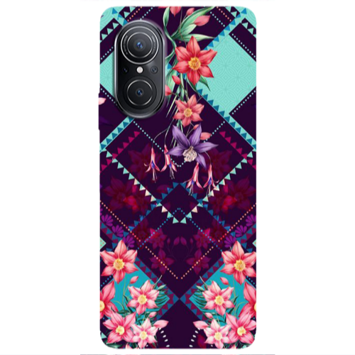 Huawei Nova 9 SE Checkered flowers Transparent Silicone TPU Θήκη