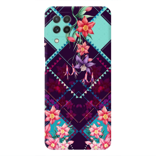 Samsung A22 4G Checkered flowers Transparent Silicone TPU Θήκη