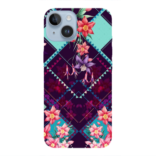 Apple iPhone 14  Checkered flowers Transparent Silicone TPU Θήκη