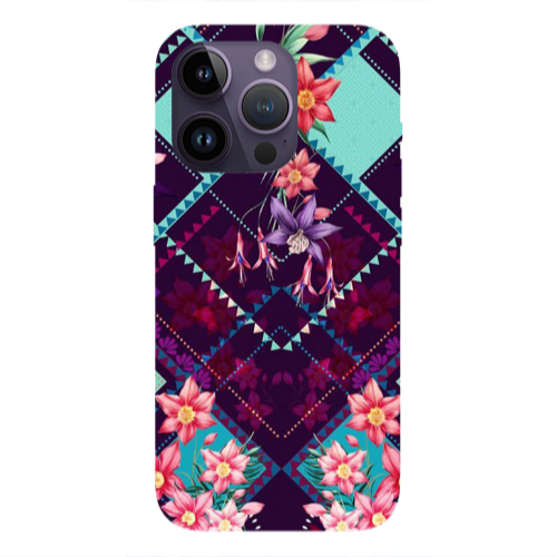 Apple iPhone 14 Pro Max Checkered flowers Transparent Silicone TPU Θήκη