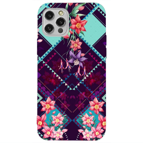 Apple iPhone 12 Pro Checkered flowers Transparent Silicone TPU Θήκη