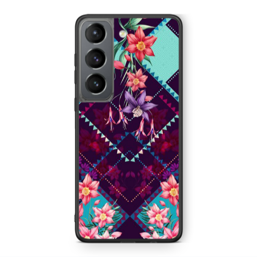 Samsung S21 PLUS Checkered flowers Black Glossy Θήκη
