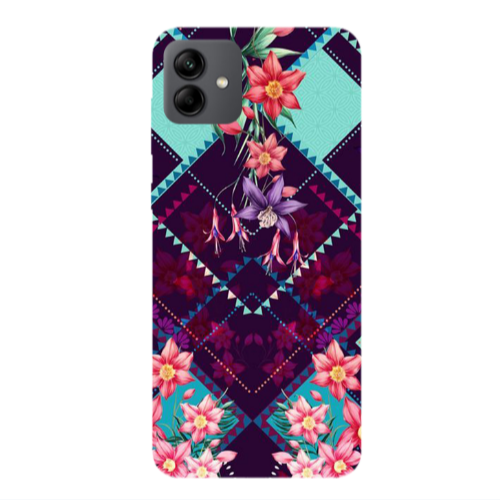 Samsung A04 Checkered flowers Transparent Silicone TPU Θήκη