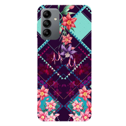 Samsung A04S Checkered flowers Transparent Silicone TPU Θήκη