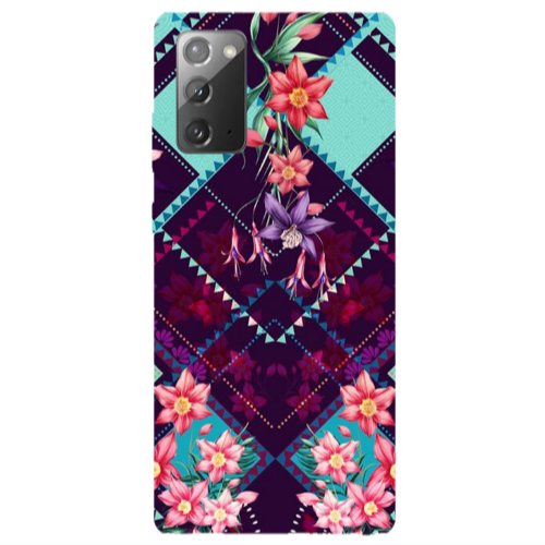 Samsung Note 20 Checkered flowers Transparent Silicone TPU Θήκη