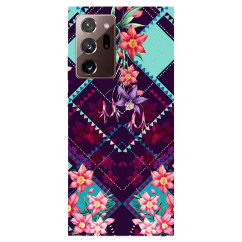 Samsung Note 20 Ultra Checkered flowers Transparent Silicone TPU Θήκη