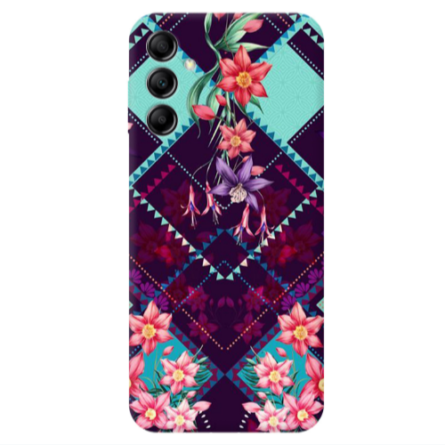Samsung A24 Checkered flowers Transparent Silicone TPU Θήκη