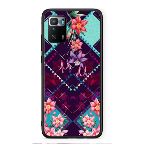 Xiaomi Poco X3 GT Checkered flowers Black Glossy Θήκη