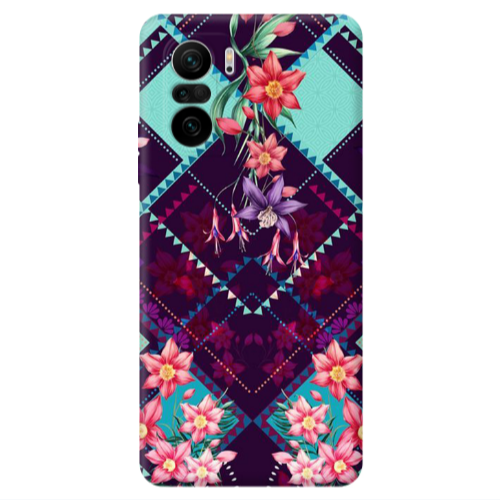 Xiaomi Poco F3 Checkered flowers Transparent Silicone TPU Θήκη
