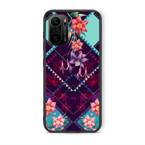 Xiaomi Poco F3 Checkered flowers Black Glossy Θήκη