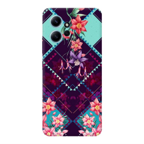 Xiaomi Redmi Note 12 4G Checkered flowers Transparent Silicone TPU Θήκη