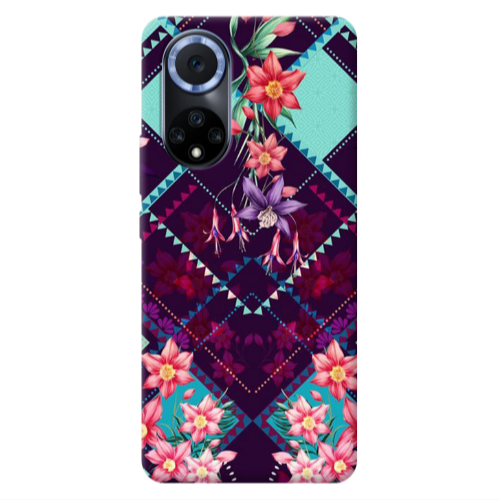 Huawei Nova 9 Checkered flowers Transparent Silicone TPU Θήκη