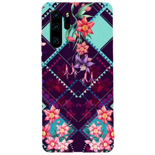 Huawei P30 Pro Checkered flowers Transparent Silicone TPU Θήκη