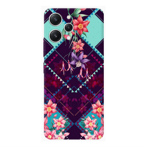 Xiaomi Redmi 12 Checkered flowers Transparent Silicone TPU Θήκη