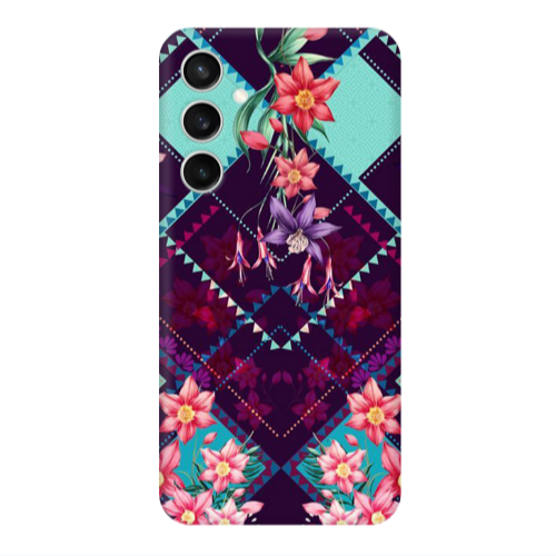 Samsung S23FE Checkered flowers Transparent Silicone TPU Θήκη