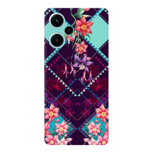 Xiaomi Poco F5 Checkered flowers Transparent Silicone TPU Θήκη