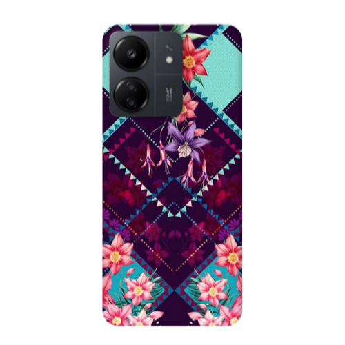 Xiaomi Redmi 13C Checkered flowers Transparent Silicone TPU Θήκη