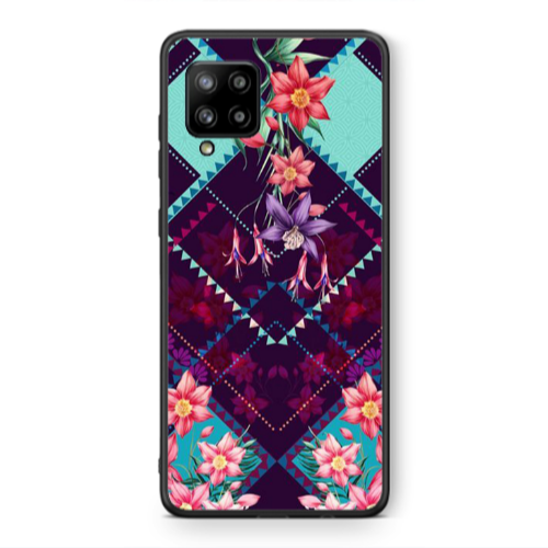 Samsung A42 5G Checkered flowers Black Glossy Θήκη