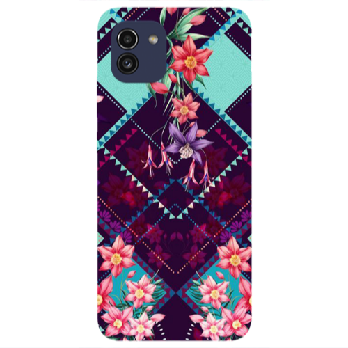 Samsung A03 Checkered flowers Transparent Silicone TPU Θήκη