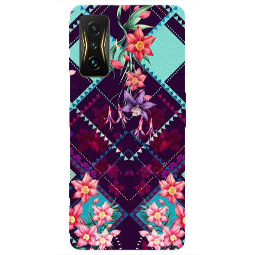 Xiaomi Poco F4 Gt Checkered flowers Transparent Silicone TPU Θήκη