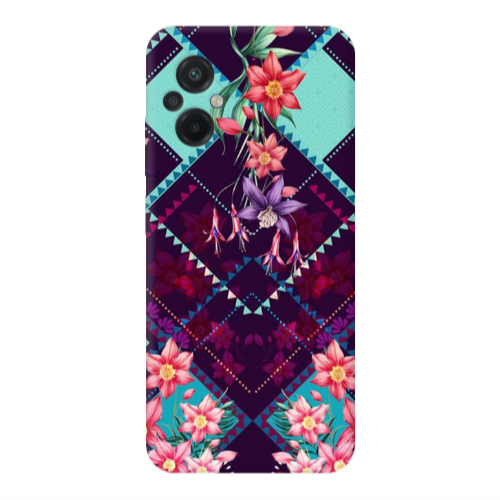 Xiaomi Poco M5 Checkered flowers Transparent Silicone TPU Θήκη