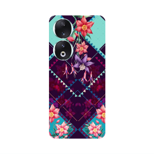 Honor 90 5G Checkered flowers Transparent Silicone TPU Θήκη