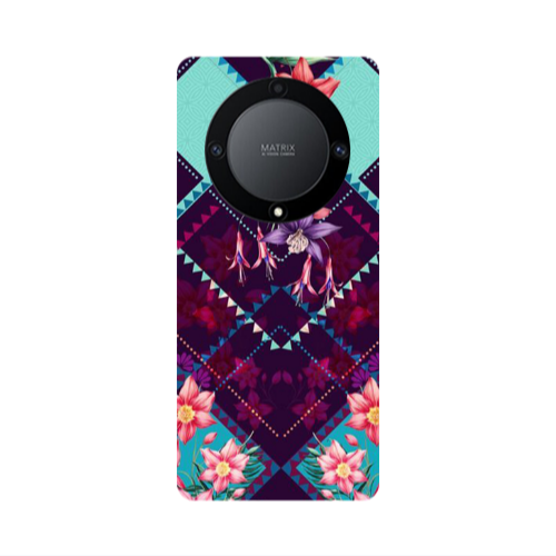 Honor Magic5 Lite 5G Checkered flowers Transparent Silicone TPU Θήκη