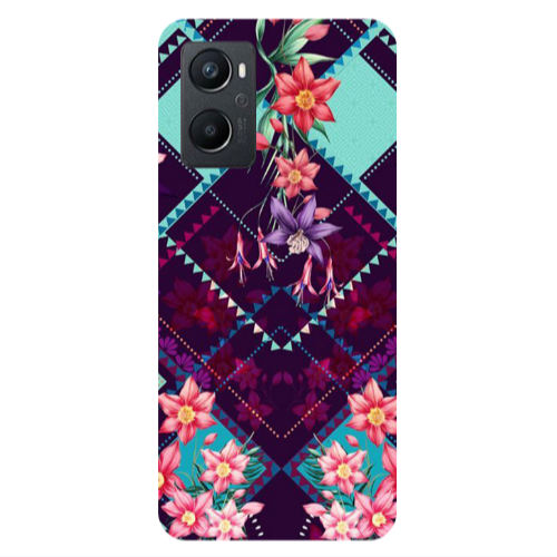 Oppo A 96 Checkered flowers Transparent Silicone TPU Θήκη