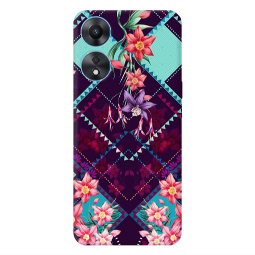 Oppo A 98 Checkered flowers Transparent Silicone TPU Θήκη