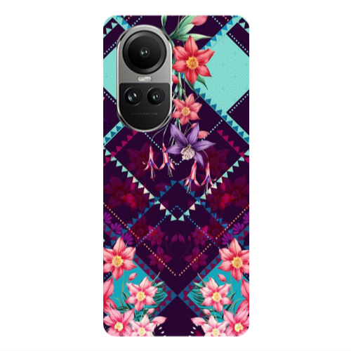 Oppo Reno10 5G Checkered flowers Transparent Silicone TPU Θήκη