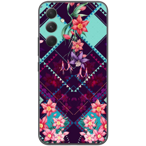 Samsung Galaxy A25 Checkered flowers Transparent Silicone TPU Θήκη