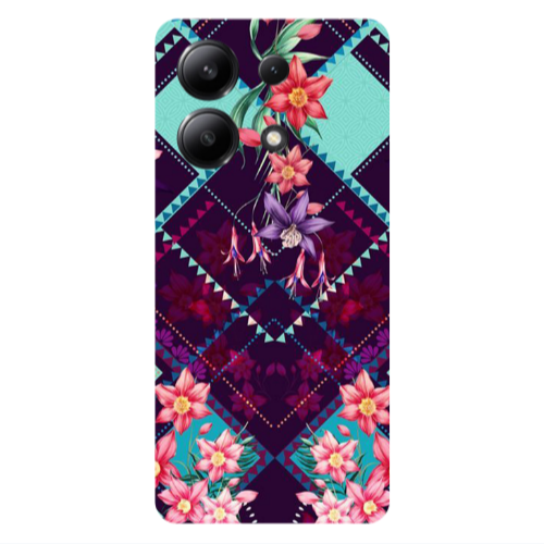 Xiaomi Redmi Note 13 4G Checkered flowers Transparent Silicone TPU Θήκη
