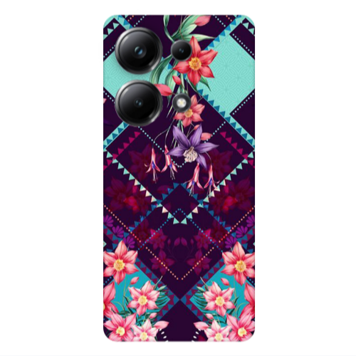 Xiaomi Poco M6 Pro 4G Checkered flowers Transparent Silicone TPU Θήκη