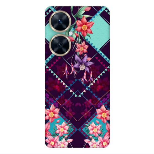 Huawei Nova 11i Checkered flowers Transparent Silicone TPU Θήκη