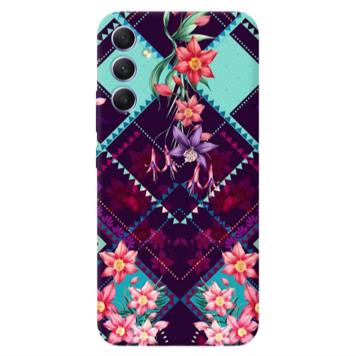 Samsung A15 5G Checkered flowers Transparent Silicone TPU Θήκη