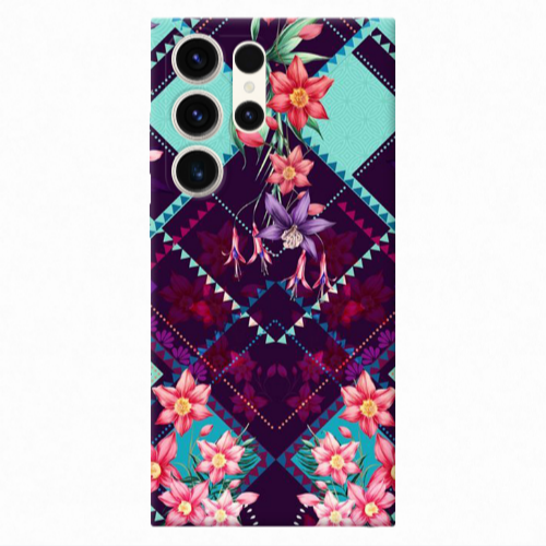 Samsung S24 Ultra Checkered flowers Transparent Silicone TPU Θήκη