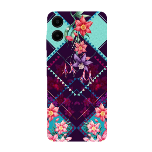 Samsung A06 Checkered flowers Transparent Silicone TPU Θήκη