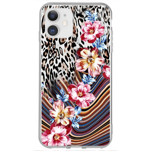 Apple iPhone 12 Leopar patterned Transparent Silicone TPU Θήκη