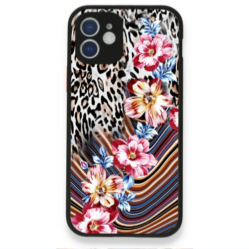Apple iPhone 12 Leopar patterned Black Glossy Θήκη