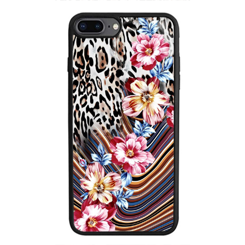 Apple iPhone 7 Plus Leopar patterned Black Glossy Θήκη
